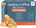 Hydralyte Liver Support + Electrolyte Mix with Milk Thistle, Turmeric, Ginger, Prickly Pear, Green Tea Extract Formulated for Rapid Rehydration (Peach Passion Ginger, 20 Packets)