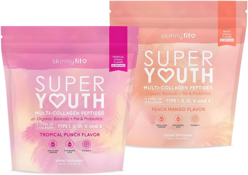 SkinnyFit Super Youth Tropical Punch & Super Youth Peach Mango Collagen Bundle