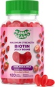 Biotin Jelly Bean Gummy Vitamins, Max Strength Biotin for Hair, Skin and Nails, 10,000mcg per Serving, Hair Growth Vitamins for Men and Women, 120 Strawberry Blast Jelly Beans, Kosher