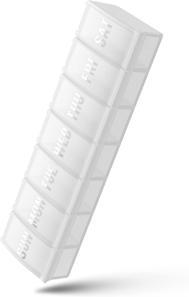 Barhon Large Weekly Pill Organizer, Big Vitamin Organizer Case for 7 Day, Travel Medicine Pill Box to Hold Various Supplements and Fish Oil, White