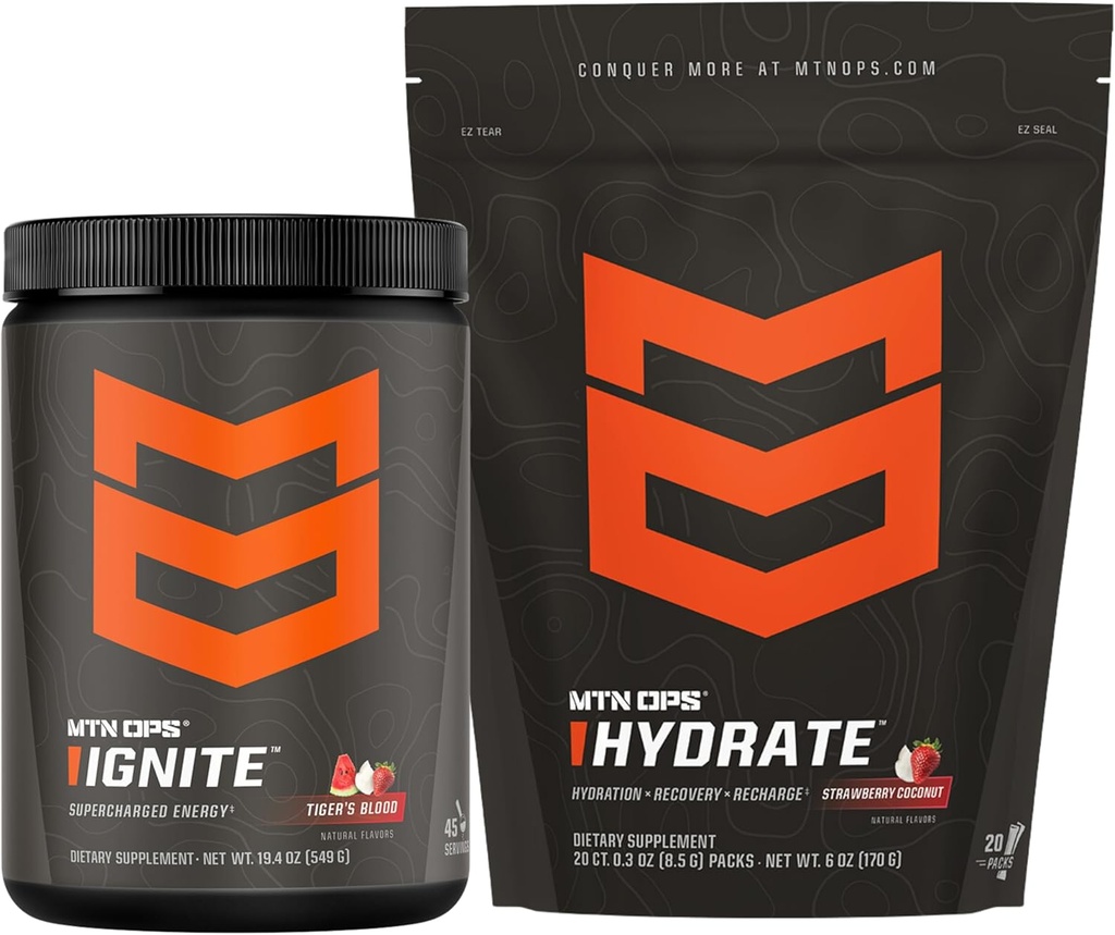 MTN OPS Ignite Tiger's Blood + Hydrate Strawberry Coconut Bundle