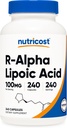Nutricost R-Alpha Lipoic Acid 100mg, 240 Capsules - Veggie Caps, Vegan, Non-GMO, Gluten Free