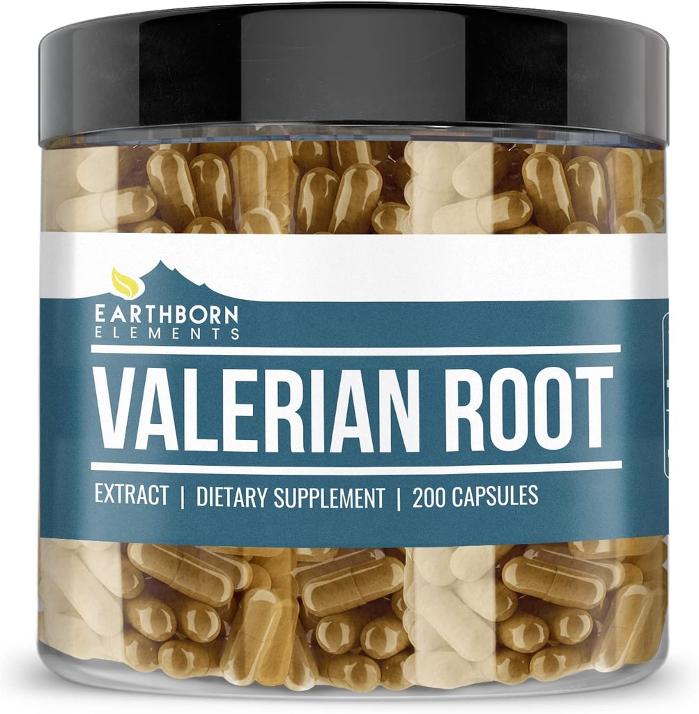 Earthborn Elements Valerian Root 200 Capsules, Pure & Undiluted, No Additives