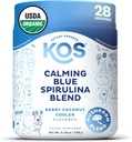 KOS Calming Blue Spirulina Blend- USDA Certified Organic - Algae Superfood Powder with Ashwagandha Root, Lemon Balm, Reishi Mushroom, B Vitamins - Berry Coconut Cooler Flavor, 28 Servings