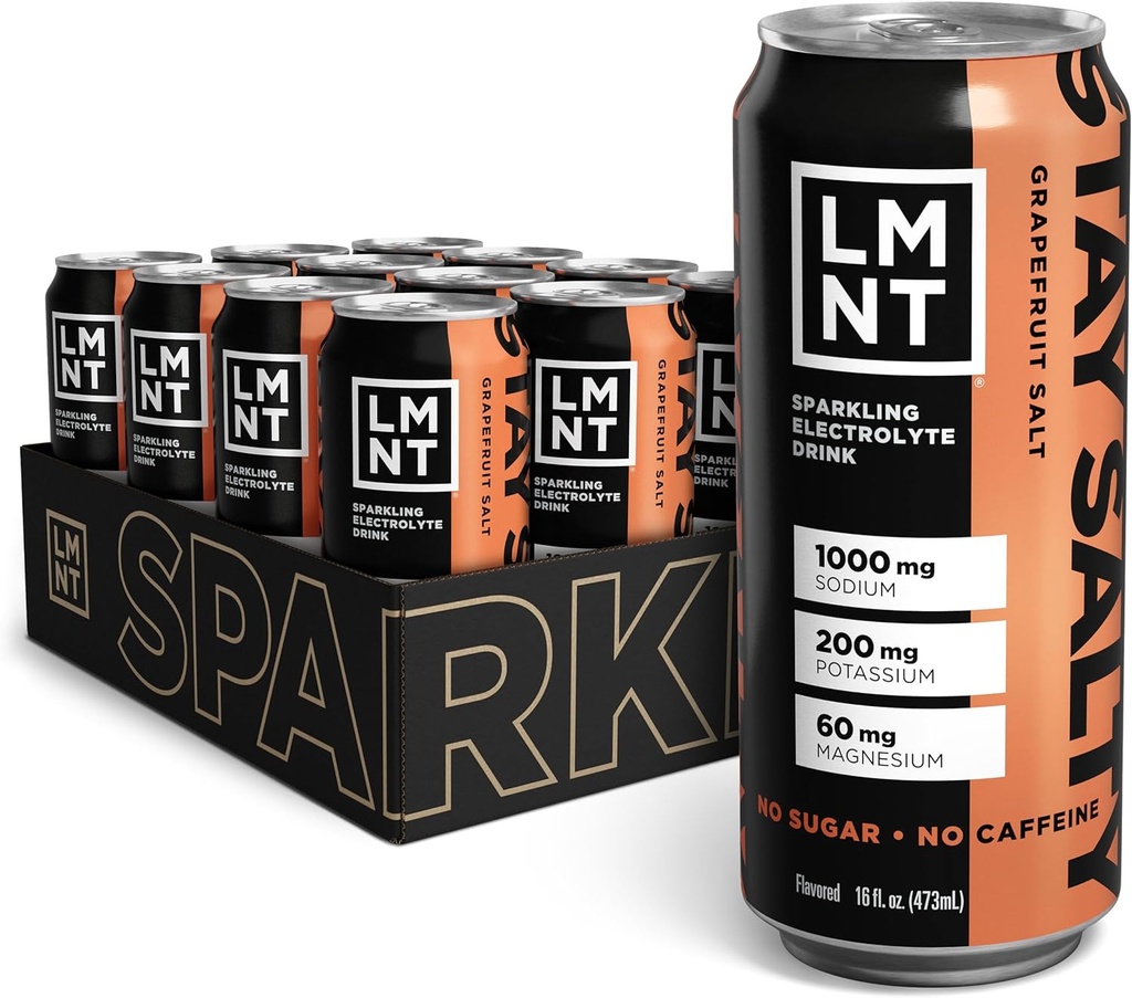LMNT Sparkling Electrolyte Drink - Grapefruit Salt | 12-Count