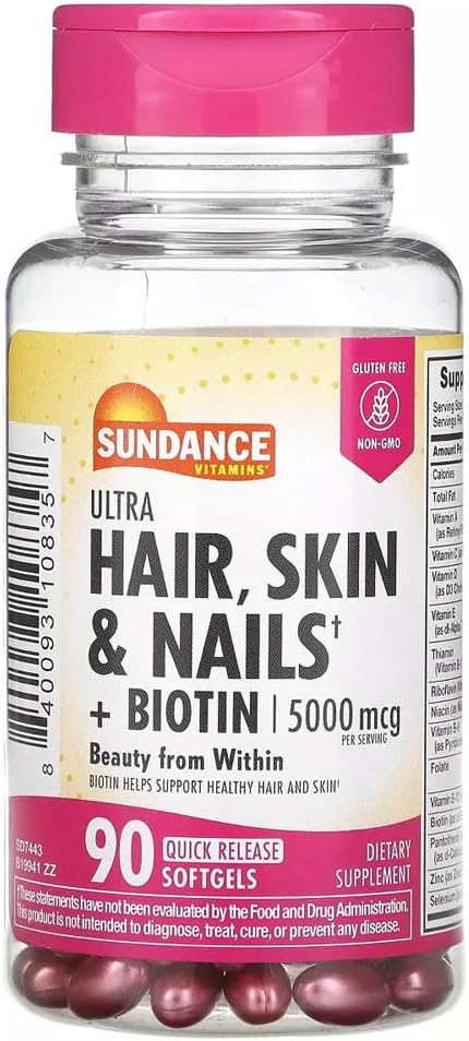 Sundance Hair, Skin & Nails with Biotin 5000 mcg per Serving - 90 Softgels