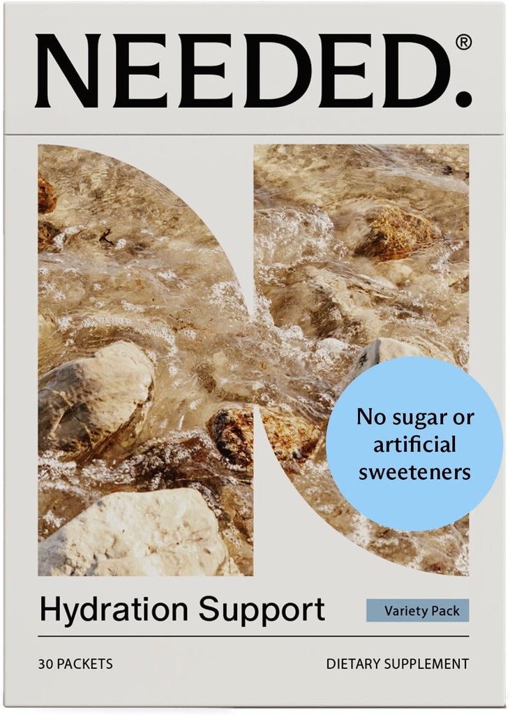 Needed. Hydration Support with Electrolytes & Trace Minerals – Electrolytes for Pregnancy & During Lactation - 30 Hydration Packets Lightly Sweetened with Real Fruit, Variety