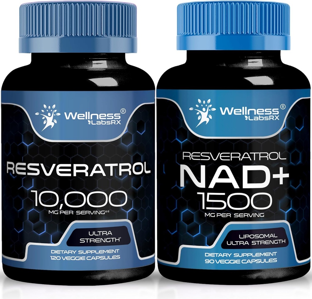 WELLNESS LABSRX Resveratrol Capsules 10000 - NAD+ Supplement Capsules 1500mg