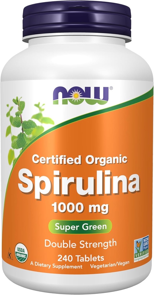 NOW Foods Spirulina Double Strength, 1000 mg Organic - 240 Tablets