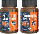 100 Billion Probiotics for Men and Women 27 Strains 5 Organic Prebiotics for Gut Digestive & Immune Health, Supports Diarrhea Gas Bloating, Non-GMO, Zero Fillers – Made in USA丨120 Caps