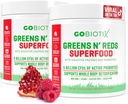 GOBIOTIX Greens Powder - Superfood with Greens and Reds - Probiotic Supplement - Digestive Enzymes and Beet Root Powder - Organic Whole Foods Dietary Supplement (Pom Raspberry, 2 Pack)