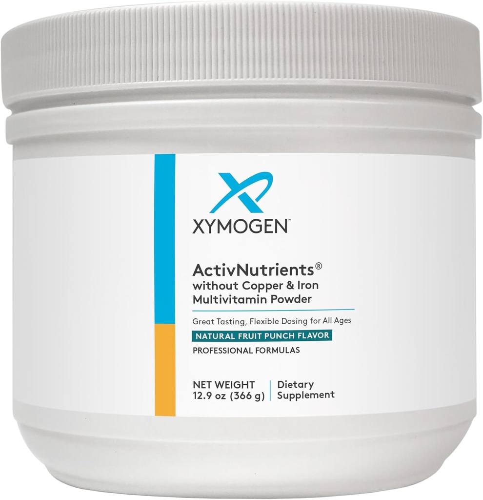 XYMOGEN ActivNutrients Without Copper & Iron Multivitamin Powder - Fruit Punch (12.9 oz)