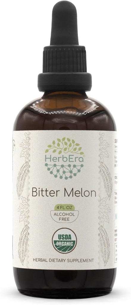 Bitter Melon B120 USDA Organic Tincture | Alcohol-Free Extract, High-Potency Herbal Drops | Certified Organic Bitter Melon (Momordica Charantia) Dried Fruit (4 fl oz)