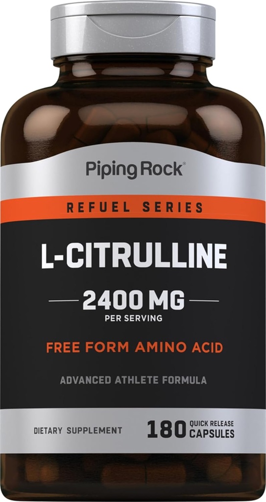 Piping Rock L Citrulline Supplement for Men and Women | 2400mg | 180 Capsules | Free Form Amino Acid | Non-GMO, Gluten Free