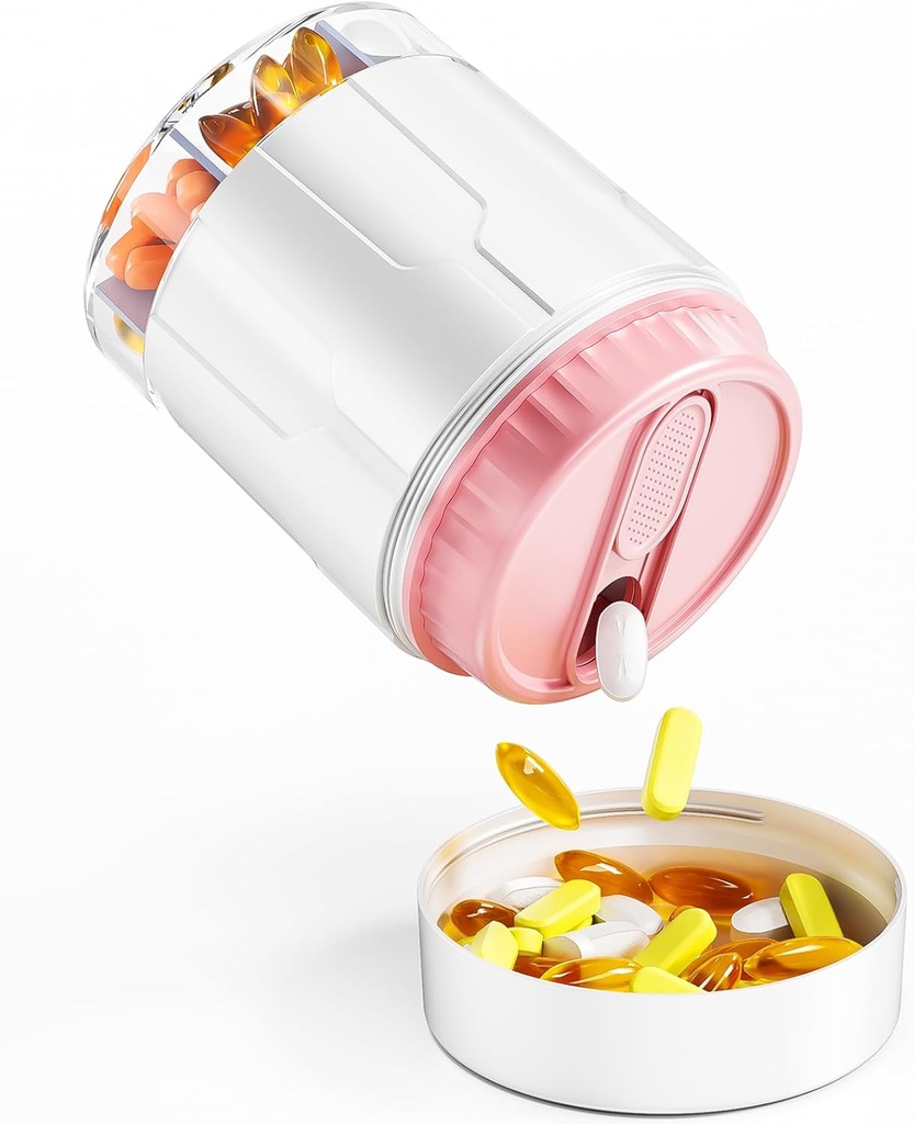 Odaro Extra Large Pill Organizer, Travel Pill Box Organizer, Daily Medicine Organizer and Storage 7 Compartment to Hold Medicine, Vitamin and Supplement - Purple