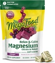 MegaFood Relax + Calm Magnesium Supplement - Soft Chews with Magnesium Citrate & Malate for Heart Health, Muscle Tension & More - Vegetarian - Grape-Flavor - 60 Chews (30 Servings)