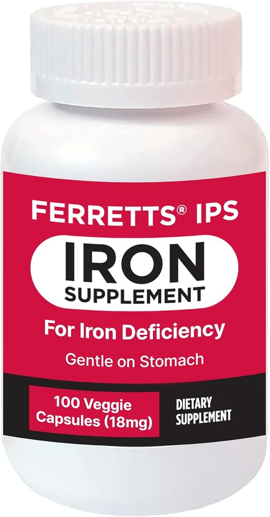 IPS Iron Supplement Capsules 18mg for Anemia - 100-Day Supply of Gentle Non-Constipating Iron for Women & Men
