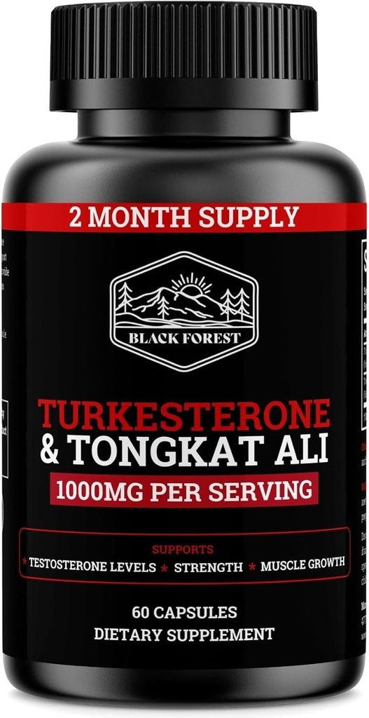 Black Forest Turkesterone Tongkat Ali Supplement 1000mg per Serving (Max Purity 95%) Turkesterone Supplement for Men (Tongkat Ali for Men Longjack 200:1) Similar to Tongkat Ali Fadogia Agrestis