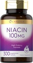 Carlyle Niacin 100mg | 300 Vegetarian Tablets | High Potency Formula | Non-GMO & Gluten Free Supplement