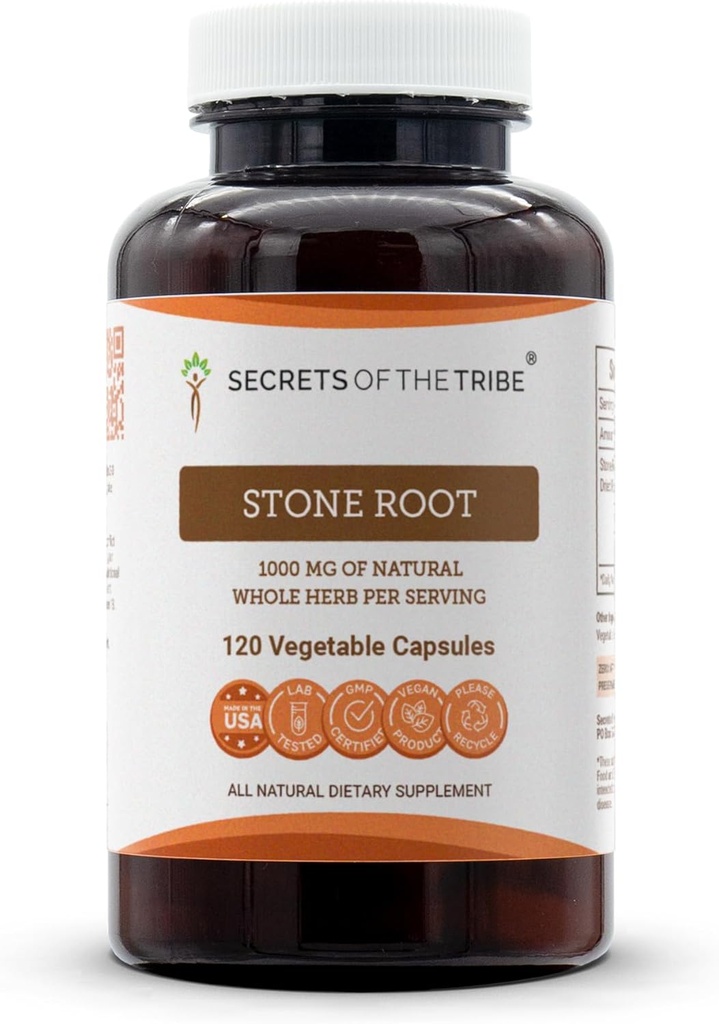 Secrets of the Tribe Stone Root 120 Capsules, 1000 mg, Responsibly farmed Stone Root (Collinsonia Canadensis) Dried Root (120 Capsules)