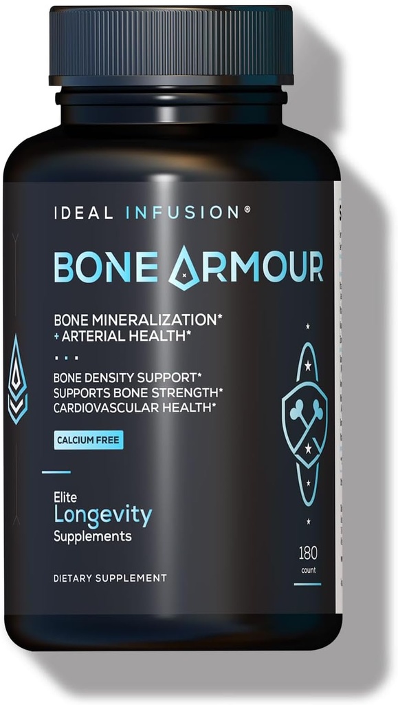 Ideal Infusion Calcium-Free Bone Density Supplement: Bone Strength & Arterial Health: Plant Based Silica with Icelandic Magnesium, Vegan Vitamin D3 5000 IU with K2 K1 (60 Servings)