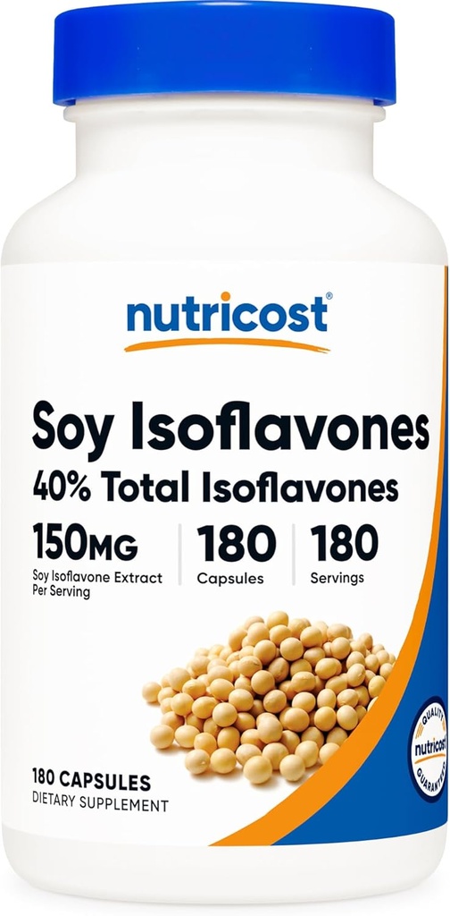 Nutricost Soy Isoflavones 150mg, 180 Veggie Capsules - Gluten Free, Non-GMO, Vegetarian Friendly