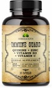 HERBALICIOUS Quinine Immune Guard - Quinine Capsules Supplement with Vitamin C, D3, Zinc - for Muscle Cramps Relief & Stomach Wellness - Non-GMO Cinchona Bark Herbal Supplements - 500mg, 60 Capsules