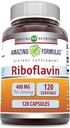 Amazing Formulas Riboflavin 400mg 120 Capsules Dietary Supplement | Non-GMO | Gluten Free | Made in USA