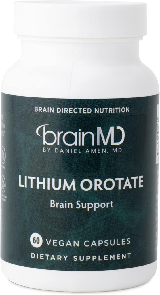 BRAINMD Dr Amen Lithium Orotate - 60 Capsules - Brain Support - Gluten Free - 60 Servings