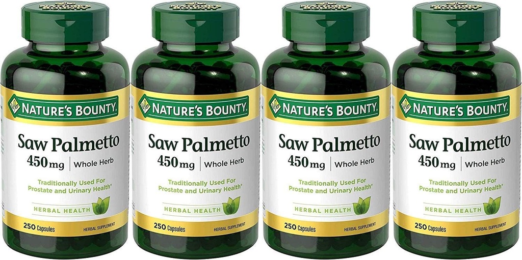 Nature's Bounty Saw Palmetto 450 mg Capsules 250 ea (Pack of 4)