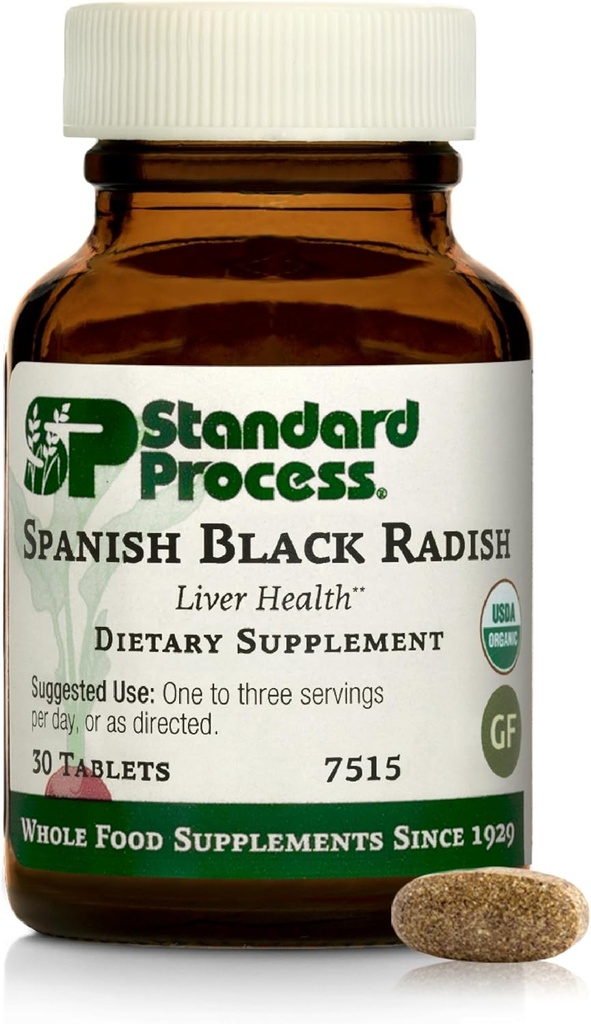 Standard Process Spanish Black Radish - Liver Health Dietary Supplement - Gallbladder Health & Digestion Cleanse Support - Gluten-Free, Non-Dairy & Non-Soy - 30 Tablets (30 Servings)