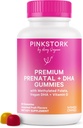 Pink Stork Premium Prenatal Gummy Vitamins with DHA, Folate, and Vitamin D - Multivitamin and Nutrient Blend for Neural Tube and Fetal Brain Development - Pregnancy Must Haves - 60 Vegan Gummies