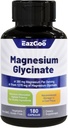 Magnesium Glycinate Capsules 1270mg, 380mg Magnesium Supplement, High Absorption Magnesium Glycinate Supplement, Non-GMO No Gluten, 180 Capsules