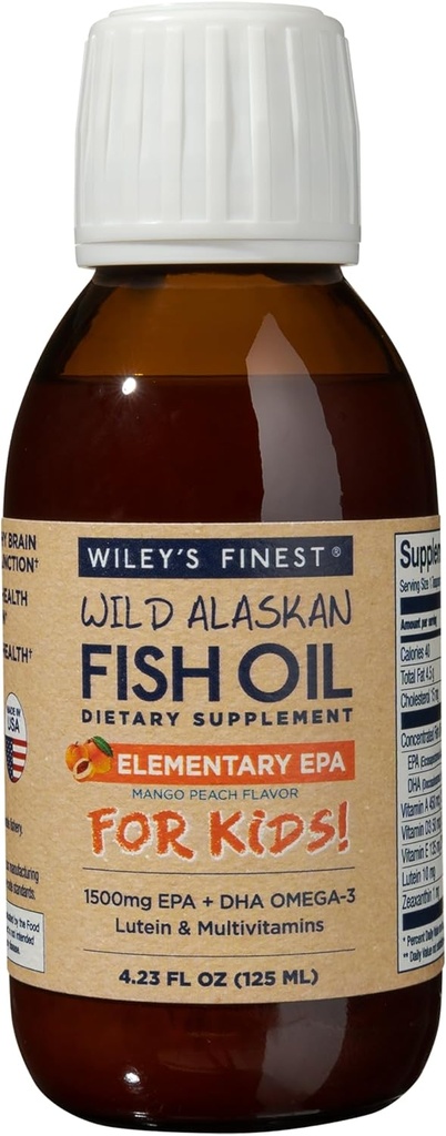 WILEYS FINEST SPO Oil Fish Epa Kids Elementary Mango Peach, 4.23 FZ