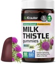 BIO KRAUTER Milk Thistle Liver Detox Gummies - 1500 mg Strength - 60 Chews - Silymarin Milk Thisle Supplement - Vegan Gelatine-Free Formula