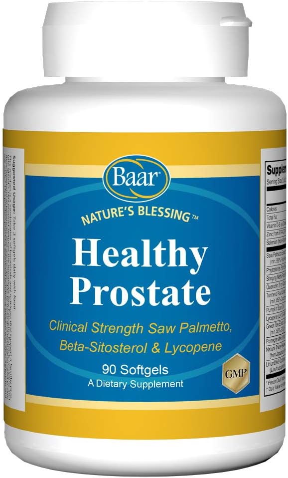 Baar Nature's Blessing Healthy Prostate Softgels, Clinical Strength Saw Palmetto, Beta-Sitosterol & Lycopene, 90 Softgels