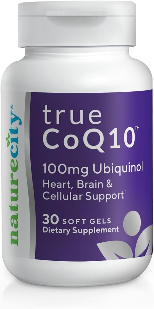 NatureCity True-CoQ10 Ubiquinol 100mg Highly Absorbable and Stablized Kaneka QH CoQ10 Heart, Brain and Cellular Energy Supplement - (30 Soft Gels) Active CoQ10 as Ubiquinol