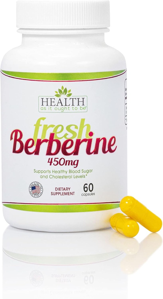 Health As It Ought To Be Fresh Berberine Supplement 450mg | Contains Only Berberine | No Preservatives | 60 Capsules