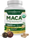 Mother Nature USDA Organic Maca Root Black + Red + Yellow Capsules Peruvian Maca for Men & Women 1600mg, Vegan Pills, Supports Mood, Hormonal Balance Reproduction & Energy (90ct)