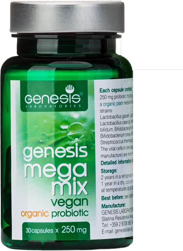 Genesis LABORATORIES Bio Probiotic Supplement 30 Capsules with Bifidobacterium and Lactobacillus spp. 250 mg MegaMix Immune Support Acidophilus Probiotics for Digestive Health Gut Restore Probiotic