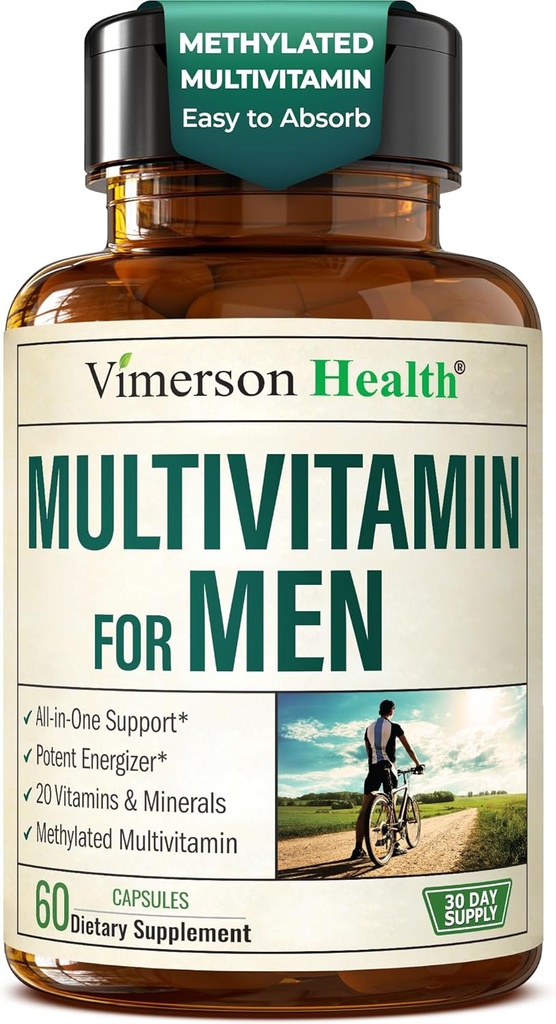 Multivitamin for Men – Methylated Mens Multivitamins & Multiminerals Capsules with Vitamin B12, A, D, C, Zinc, Magnesium & More for Complete Daily Support – High Potency Bioavailable Vitamins for Men