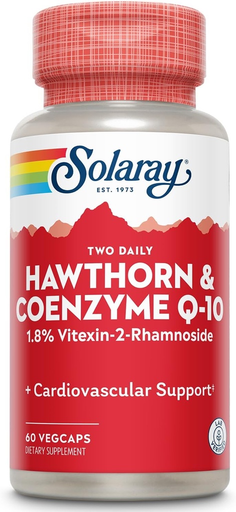 SOLARAY Guaranteed Potency Hawthorn & CoQ10, Veg Cap (Btl-Plastic) 600mg | 60ct