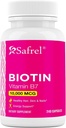 Safrel Biotin (Vitamin B7) 10,000mcg (10mg) Vitamin Supplement, 240 Capsules - Vegetarian, Gluten Free, Quick Release, Non-GMO