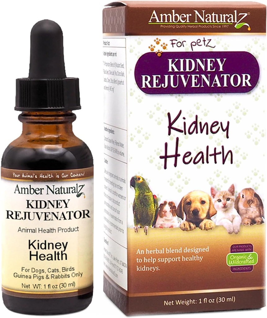 Amber NaturalZ Kidney Rejuvenator Herbal Supplement for Dogs, Cats, Birds, Rabbits, and Guinea Pigs | Supports Normal Kidney Function | Natural Aid for Kidney Health