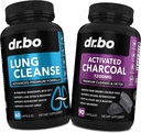 Lung Cleanse & Activated Charcoal Capsules - Respiratory Supplements & Organic Coconut Charcoal Pills for Stomach Gas and Bloating Support - Herbal Detox for Lungs, Bronchial Health & Gut