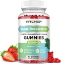 Trans-Resveratrol Gummies 1500mg - Resveratrol Supplement Gummies with Quercetin, Magnesium Glycinate, CoQ10 & Vitamin C for Antioxidant, Immune, Brain, Joint & Energy - Sugar-Free Strawberry Flavor