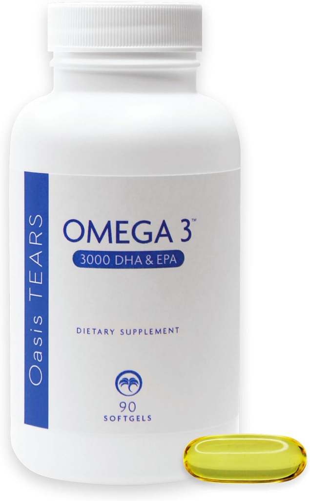 Oasis Tears ON3000 Omega™ 3 Fish Oil 3000mg DHA & EPA Dietary Supplement | 90 Softgels | Non-GMO, Gluten-Free, Dairy-Free