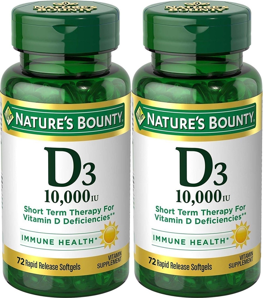 Nature's Bounty, Ultra Strength D3-10,000 IU, 72 Softgels (2pack)