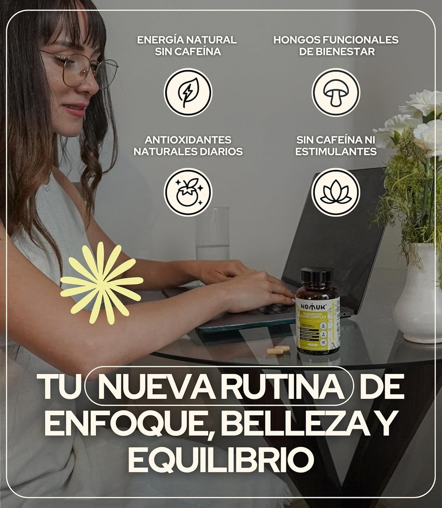 Adaptogenic Mushroom Extract Blend Lions Mane, Reishi, Cordyceps, Chaga Supplement, 120 Capsules.