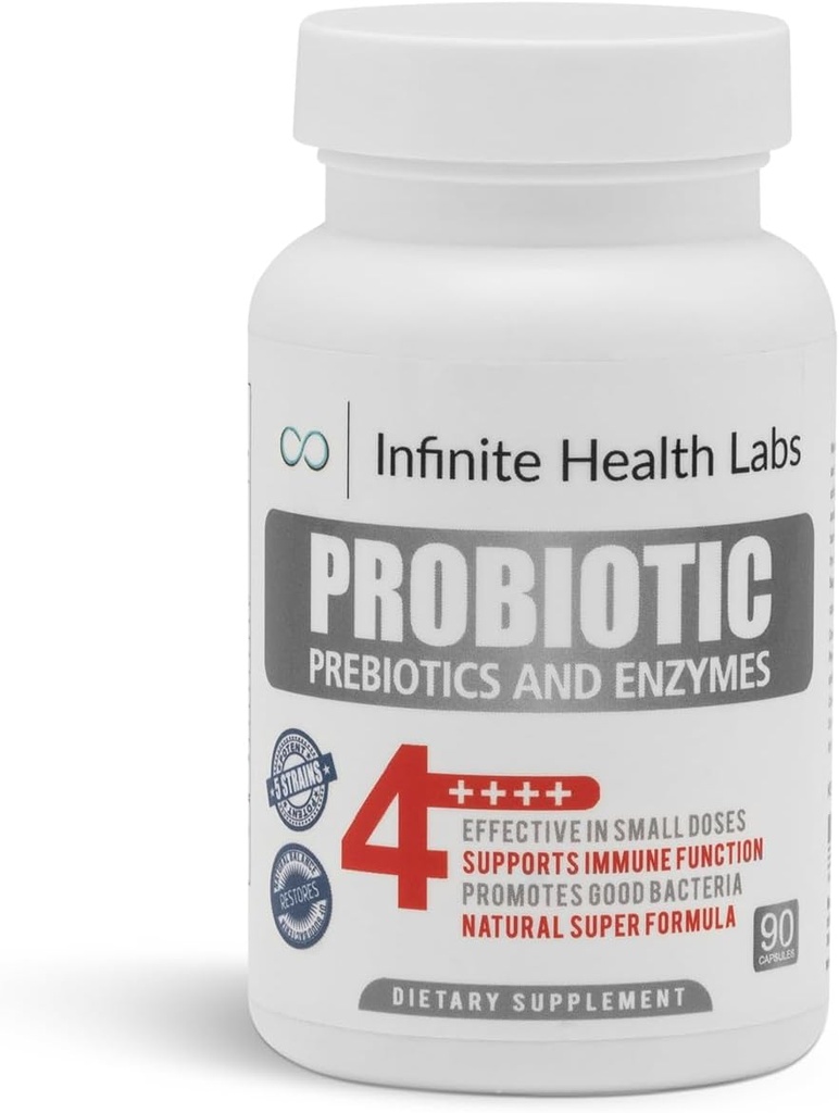 Probiotic Supplement/Infinite Health - 90 Small Easy to Swallow Capsules - All Natural, Helps Relieve Digestive Problems & Gas - Improves Immune System 2.1 Billion CFUs per Capsule